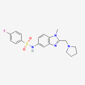 4-fluoro-N-[1-methyl-2-(pyrrolidin-1-ylmethyl)-1H-benzimidazol-5-yl]benzenesulfonamide