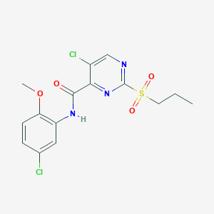 molecular formula C15H15Cl2N3O4S B11401143 5-chloro-N-(5-chloro-2-methoxyphenyl)-2-(propylsulfonyl)pyrimidine-4-carboxamide 