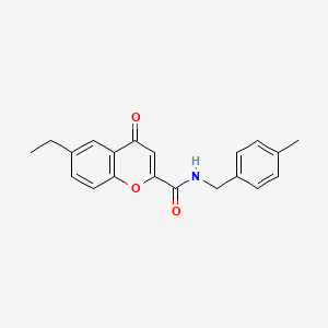 molecular formula C20H19NO3 B11401182 6-ethyl-N-(4-methylbenzyl)-4-oxo-4H-chromene-2-carboxamide 