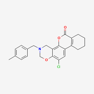 molecular formula C23H22ClNO3 B11401189 12-chloro-3-(4-methylbenzyl)-3,4,7,8,9,10-hexahydro-2H,6H-benzo[3,4]chromeno[8,7-e][1,3]oxazin-6-one 