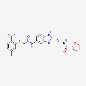 N-{2-[1-methyl-5-({[5-methyl-2-(propan-2-yl)phenoxy]acetyl}amino)-1H-benzimidazol-2-yl]ethyl}furan-2-carboxamide