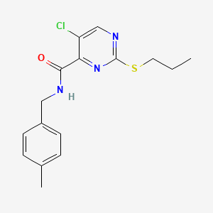 molecular formula C16H18ClN3OS B11401239 5-chloro-N-(4-methylbenzyl)-2-(propylsulfanyl)pyrimidine-4-carboxamide 