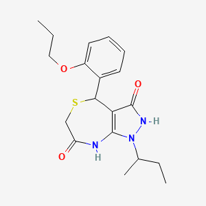 molecular formula C19H25N3O3S B11401251 1-(butan-2-yl)-7-hydroxy-4-(2-propoxyphenyl)-1,2,4,6-tetrahydro-3H-pyrazolo[3,4-e][1,4]thiazepin-3-one 