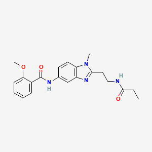 molecular formula C21H24N4O3 B11401266 2-methoxy-N-{1-methyl-2-[2-(propanoylamino)ethyl]-1H-benzimidazol-5-yl}benzamide 