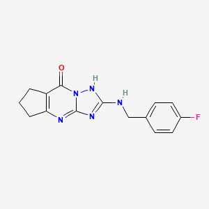 molecular formula C15H14FN5O B11401281 2-[(4-fluorobenzyl)amino]-6,7-dihydro-5H-cyclopenta[d][1,2,4]triazolo[1,5-a]pyrimidin-8-ol 