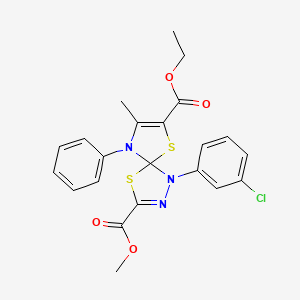 molecular formula C22H20ClN3O4S2 B11401285 7-Ethyl 3-methyl 1-(3-chlorophenyl)-8-methyl-9-phenyl-4,6-dithia-1,2,9-triazaspiro[4.4]nona-2,7-diene-3,7-dicarboxylate 