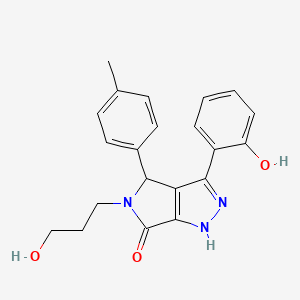 molecular formula C21H21N3O3 B11401335 3-(2-hydroxyphenyl)-5-(3-hydroxypropyl)-4-(4-methylphenyl)-4,5-dihydropyrrolo[3,4-c]pyrazol-6(1H)-one 