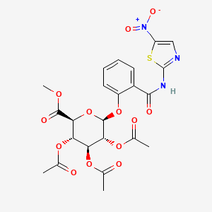 molecular formula C₂₃H₂₃N₃O₁₃S B1140136 1-[[2-N-(5-硝基噻唑基)羧酰胺]苯基]-2,3,4-三-O-乙酰-β-D-葡萄糖吡喃糖醛酸甲酯 CAS No. 221287-92-9