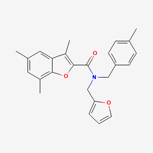 molecular formula C25H25NO3 B11401364 N-(furan-2-ylmethyl)-3,5,7-trimethyl-N-(4-methylbenzyl)-1-benzofuran-2-carboxamide 