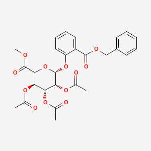 B1140138 Methyl 1-((2-Benzyloxycarbonxyl)phenyl)-2,3,4-tri-O-acetyl-beta-D-glucopyranuronate CAS No. 221287-88-3