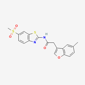 molecular formula C19H16N2O4S2 B11401383 2-(5-methyl-1-benzofuran-3-yl)-N-[6-(methylsulfonyl)-1,3-benzothiazol-2-yl]acetamide 