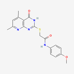 molecular formula C18H18N4O3S B11401395 2-({4-Hydroxy-5,7-dimethylpyrido[2,3-D]pyrimidin-2-YL}sulfanyl)-N-(4-methoxyphenyl)acetamide 