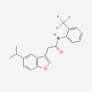 molecular formula C20H18F3NO2 B11401396 2-[5-(propan-2-yl)-1-benzofuran-3-yl]-N-[2-(trifluoromethyl)phenyl]acetamide 