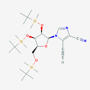 molecular formula C₂₉H₅₃N₃O₄Si₃ B1140141 5-Ethynyl-1-(2',3',5'-tri-O-TBDMS-beta-D-ribofuranosyl)-imidazo-4-carbonitrile CAS No. 147212-83-7