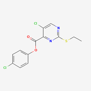 molecular formula C13H10Cl2N2O2S B11401418 4-Chlorophenyl 5-chloro-2-(ethylsulfanyl)pyrimidine-4-carboxylate 