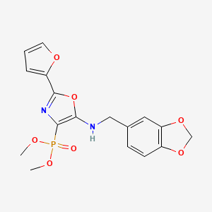 molecular formula C17H17N2O7P B11401455 Dimethyl (5-{[(2H-1,3-benzodioxol-5-YL)methyl]amino}-2-(furan-2-YL)-1,3-oxazol-4-YL)phosphonate 