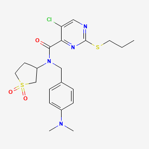 molecular formula C21H27ClN4O3S2 B11401464 5-chloro-N-[4-(dimethylamino)benzyl]-N-(1,1-dioxidotetrahydrothiophen-3-yl)-2-(propylsulfanyl)pyrimidine-4-carboxamide 