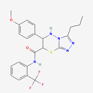 molecular formula C22H22F3N5O2S B11401474 6-(4-methoxyphenyl)-3-propyl-N-[2-(trifluoromethyl)phenyl]-6,7-dihydro-5H-[1,2,4]triazolo[3,4-b][1,3,4]thiadiazine-7-carboxamide 