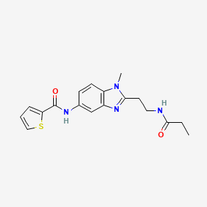 molecular formula C18H20N4O2S B11401499 N-{1-methyl-2-[2-(propanoylamino)ethyl]-1H-benzimidazol-5-yl}thiophene-2-carboxamide 