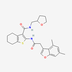 molecular formula C26H30N2O4S B11401540 2-{[(4,6-dimethyl-1-benzofuran-3-yl)acetyl]amino}-N-(tetrahydrofuran-2-ylmethyl)-4,5,6,7-tetrahydro-1-benzothiophene-3-carboxamide 