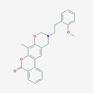 molecular formula C25H23NO4 B11401549 3-[2-(2-Methoxyphenyl)ethyl]-12-methyl-2,3,4,10-tetrahydro-1,11-dioxa-3-azatetraphen-10-one 