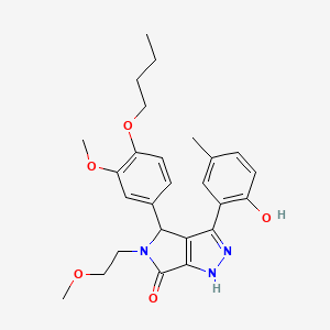 molecular formula C26H31N3O5 B11401556 4-(4-butoxy-3-methoxyphenyl)-3-(2-hydroxy-5-methylphenyl)-5-(2-methoxyethyl)-4,5-dihydropyrrolo[3,4-c]pyrazol-6(1H)-one 