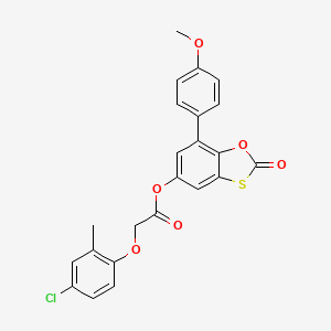 molecular formula C23H17ClO6S B11401570 7-(4-Methoxyphenyl)-2-oxo-1,3-benzoxathiol-5-yl (4-chloro-2-methylphenoxy)acetate 