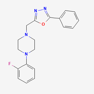 molecular formula C19H19FN4O B11401582 1-(2-Fluorophenyl)-4-[(5-phenyl-1,3,4-oxadiazol-2-yl)methyl]piperazine 