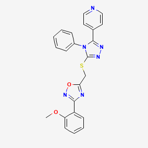 molecular formula C23H18N6O2S B11401595 4-[5-({[3-(2-methoxyphenyl)-1,2,4-oxadiazol-5-yl]methyl}sulfanyl)-4-phenyl-4H-1,2,4-triazol-3-yl]pyridine 