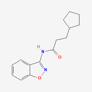 molecular formula C15H18N2O2 B11401601 N-(1,2-benzoxazol-3-yl)-3-cyclopentylpropanamide 