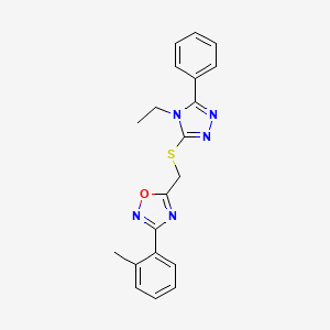 5-{[(4-ethyl-5-phenyl-4H-1,2,4-triazol-3-yl)sulfanyl]methyl}-3-(2-methylphenyl)-1,2,4-oxadiazole