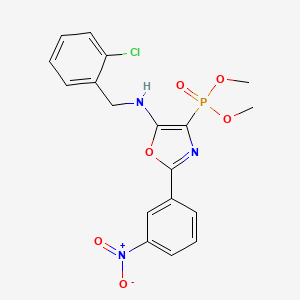 molecular formula C18H17ClN3O6P B11401621 Dimethyl (5-{[(2-chlorophenyl)methyl]amino}-2-(3-nitrophenyl)-1,3-oxazol-4-YL)phosphonate 