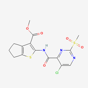 molecular formula C15H14ClN3O5S2 B11401625 methyl 2-({[5-chloro-2-(methylsulfonyl)pyrimidin-4-yl]carbonyl}amino)-5,6-dihydro-4H-cyclopenta[b]thiophene-3-carboxylate 