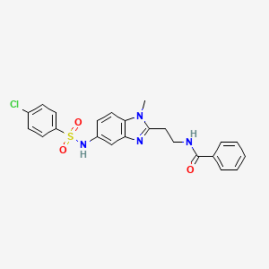 molecular formula C23H21ClN4O3S B11401658 N-[2-(5-{[(4-chlorophenyl)sulfonyl]amino}-1-methyl-1H-benzimidazol-2-yl)ethyl]benzamide 