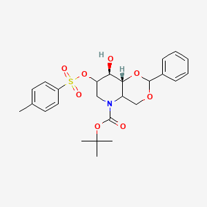 molecular formula C₂₅H₃₁NO₈S B1140167 4,6-O-Benzylidene-N-(tert-butoxycarbonyl)-2-O-(4-toluenesulfonyl)-1,5-imino-D-glucitol CAS No. 1219134-25-4