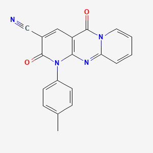 7-(4-methylphenyl)-2,6-dioxo-1,7,9-triazatricyclo[8.4.0.03,8]tetradeca-3(8),4,9,11,13-pentaene-5-carbonitrile