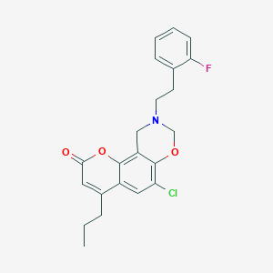 6-chloro-9-[2-(2-fluorophenyl)ethyl]-4-propyl-9,10-dihydro-2H,8H-chromeno[8,7-e][1,3]oxazin-2-one