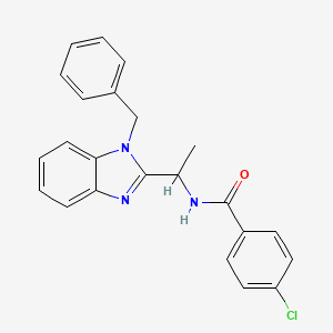 molecular formula C23H20ClN3O B11401817 N-[1-(1-benzyl-1H-benzimidazol-2-yl)ethyl]-4-chlorobenzamide 