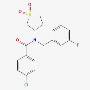 molecular formula C18H17ClFNO3S B11401828 4-chloro-N-(1,1-dioxidotetrahydrothiophen-3-yl)-N-(3-fluorobenzyl)benzamide 