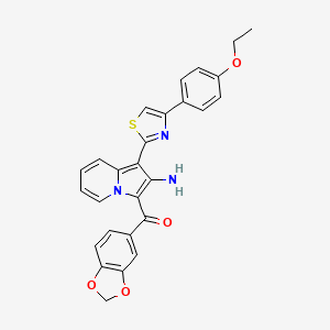 {2-Amino-1-[4-(4-ethoxyphenyl)-1,3-thiazol-2-yl]indolizin-3-yl}(1,3-benzodioxol-5-yl)methanone