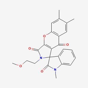 molecular formula C24H22N2O5 B11401868 2-(2-methoxyethyl)-1',6,7-trimethyl-2H-spiro[chromeno[2,3-c]pyrrole-1,3'-indole]-2',3,9(1'H)-trione 