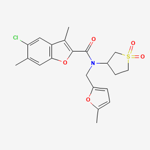 molecular formula C21H22ClNO5S B11401910 5-chloro-N-(1,1-dioxidotetrahydrothiophen-3-yl)-3,6-dimethyl-N-[(5-methylfuran-2-yl)methyl]-1-benzofuran-2-carboxamide 