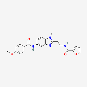 molecular formula C23H22N4O4 B11401938 N-[2-(5-{[(4-methoxyphenyl)carbonyl]amino}-1-methyl-1H-benzimidazol-2-yl)ethyl]furan-2-carboxamide 