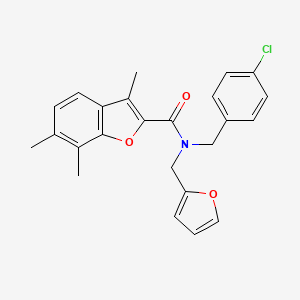 N-(4-chlorobenzyl)-N-(furan-2-ylmethyl)-3,6,7-trimethyl-1-benzofuran-2-carboxamide