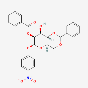 molecular formula C₂₆H₂₃NO₉ B1140197 4-Nitrophenyl 2-benzoyl-4,6-O-benzylidene-a-D-mannopyranoside CAS No. 94063-92-0