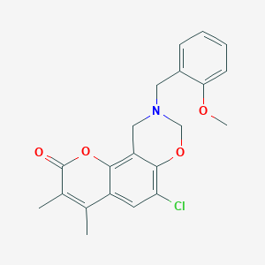 6-chloro-9-(2-methoxybenzyl)-3,4-dimethyl-9,10-dihydro-2H,8H-chromeno[8,7-e][1,3]oxazin-2-one