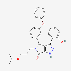 molecular formula C29H29N3O4 B11401994 3-(2-hydroxyphenyl)-4-(3-phenoxyphenyl)-5-[3-(propan-2-yloxy)propyl]-4,5-dihydropyrrolo[3,4-c]pyrazol-6(1H)-one 