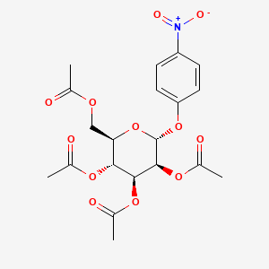molecular formula C₂₀H₂₃NO₁₂ B1140200 (2R,3R,4S,5S,6R)-2-(Acetoxymethyl)-6-(4-nitrophenoxy)tetrahydro-2H-pyran-3,4,5-triyl triacetate CAS No. 13242-51-8