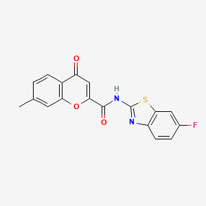 molecular formula C18H11FN2O3S B11402002 N-(6-fluoro-1,3-benzothiazol-2-yl)-7-methyl-4-oxo-4H-chromene-2-carboxamide 