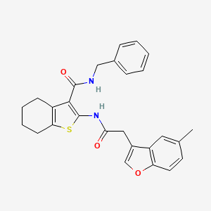 molecular formula C27H26N2O3S B11402005 N-benzyl-2-{[(5-methyl-1-benzofuran-3-yl)acetyl]amino}-4,5,6,7-tetrahydro-1-benzothiophene-3-carboxamide 